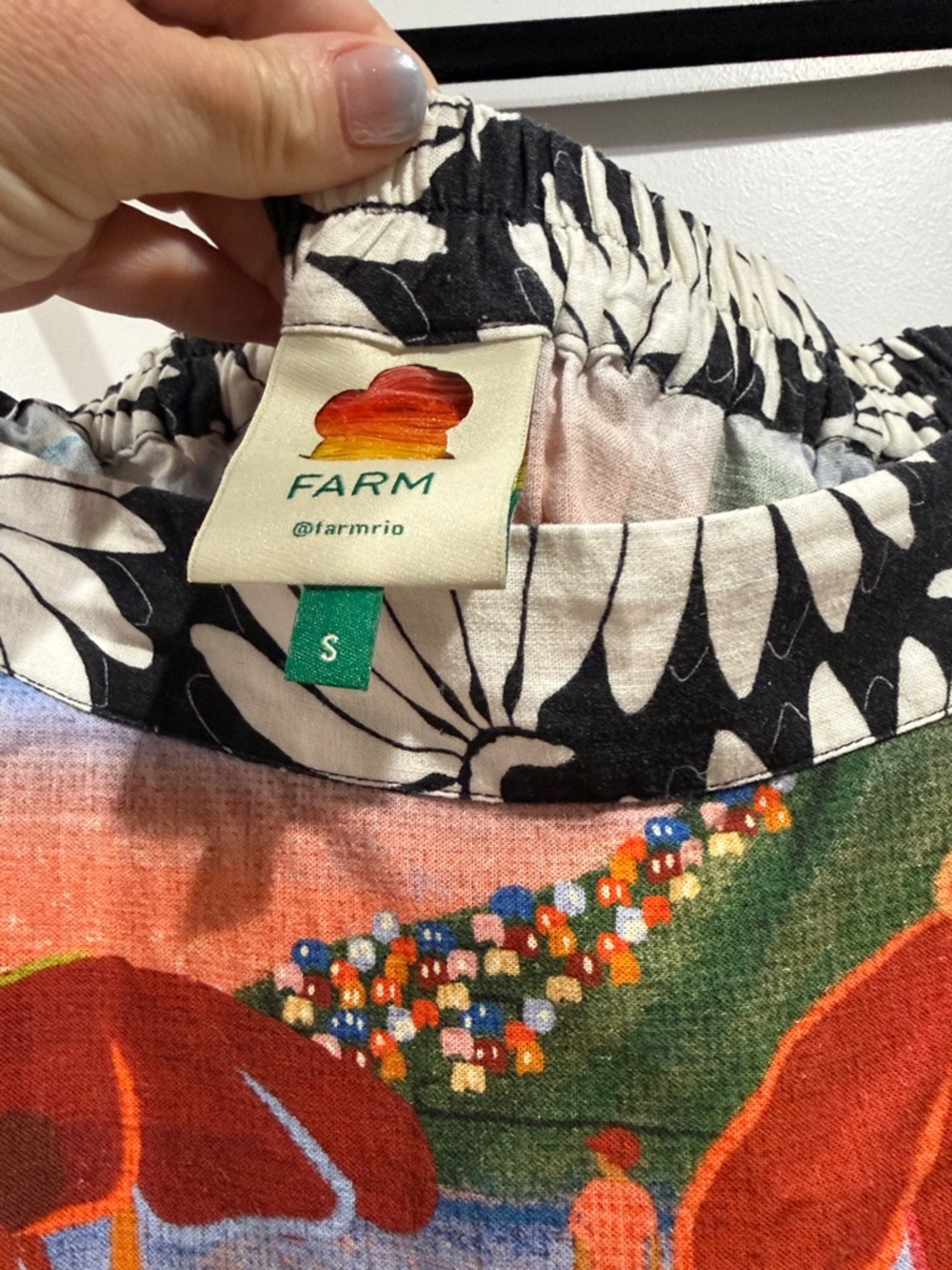 Farm Rio Carioca Midi Skirt Sz S Beach scene - Picture 7 of 8